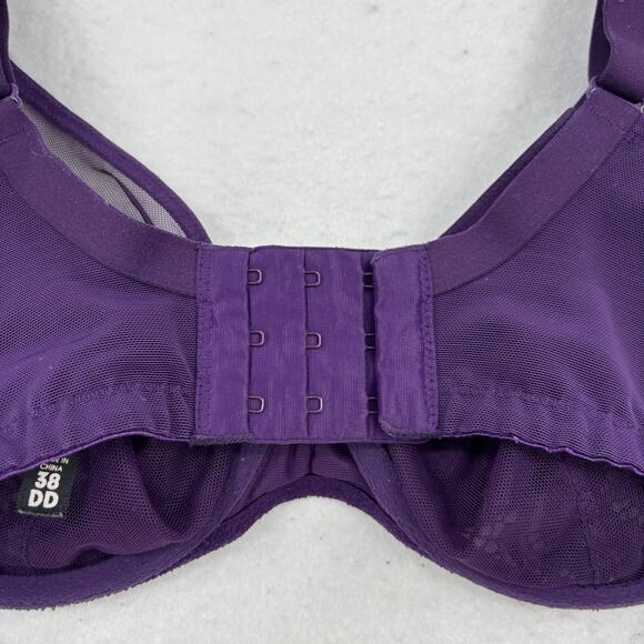 Torrid Curve Bra Size 38DD Purple Unlined Demi Underwire Lace Overlay - Picture 5 of 8